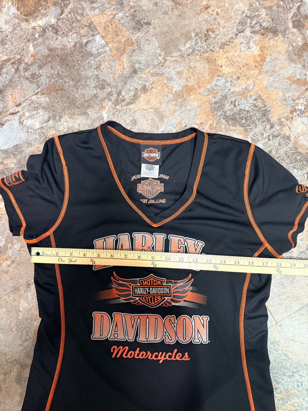 Women’s Harley-Davidson Black & Orange V-Neck Tee - Picture 5 of 8